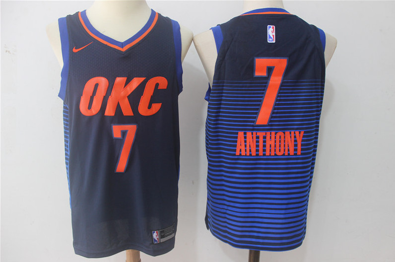 Men's Oklahoma City Thunder #7 Carmelo Anthony Blue Stitched NBA Jersey