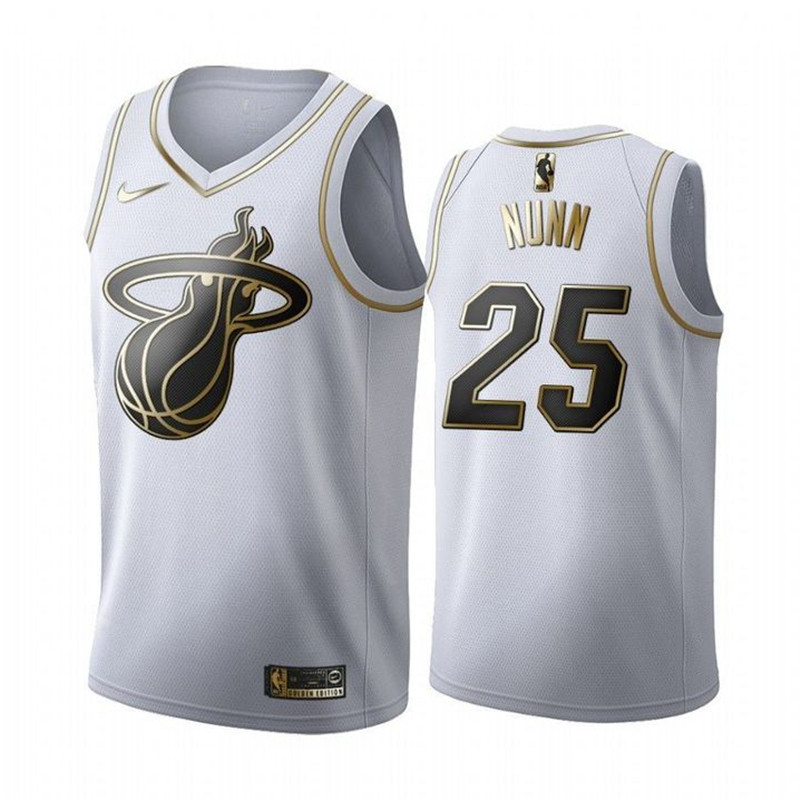 Men's Miami Heat #25 Kendrick Nunn 2019 Golden Edition White Stitched NBA Jersey