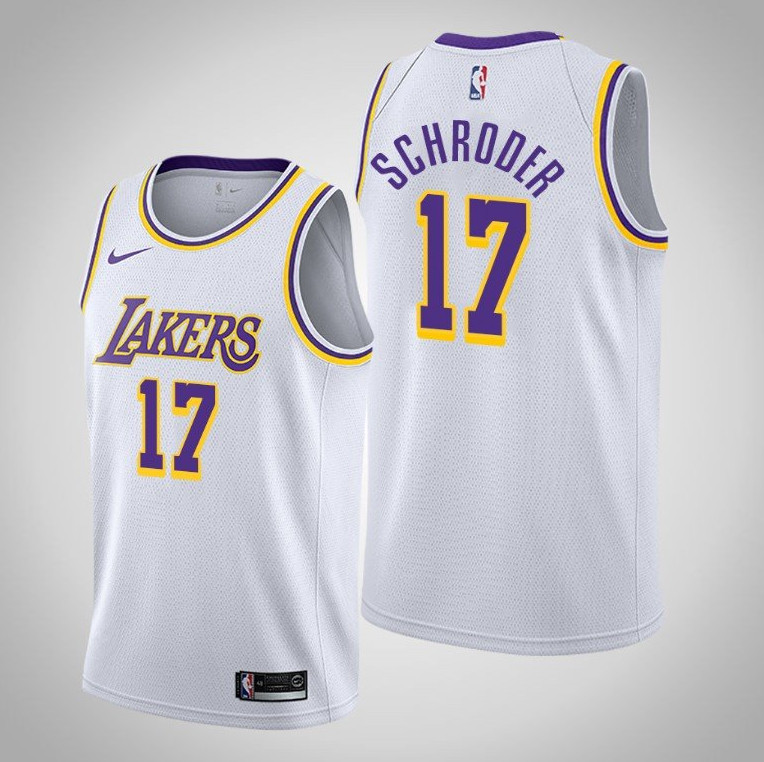 Men's Los Angeles Lakers #17 Dennis Schr?der White Stitched NBA Jersey