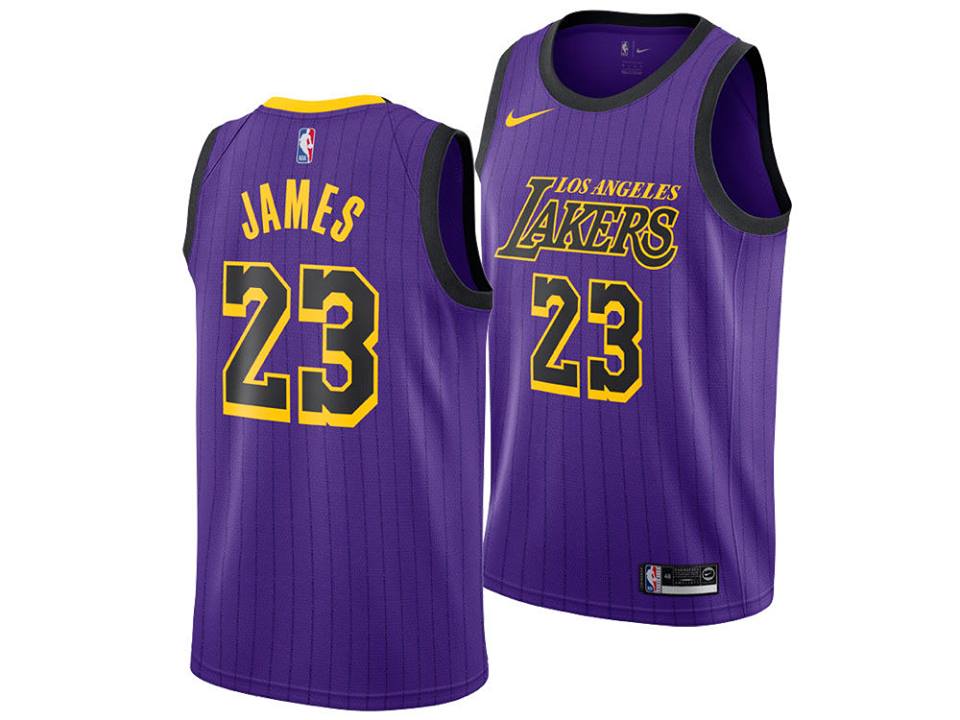 Men's Los Angeles Lakers #23 LeBron James Purple Stitched NBA Jersey