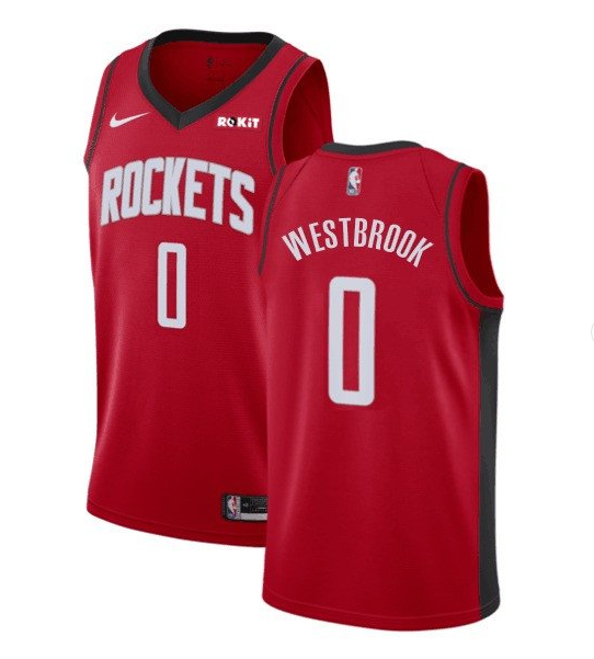 Men's Houston Rockets #0 Russell Westbrook Red Stitched NBA Jersey