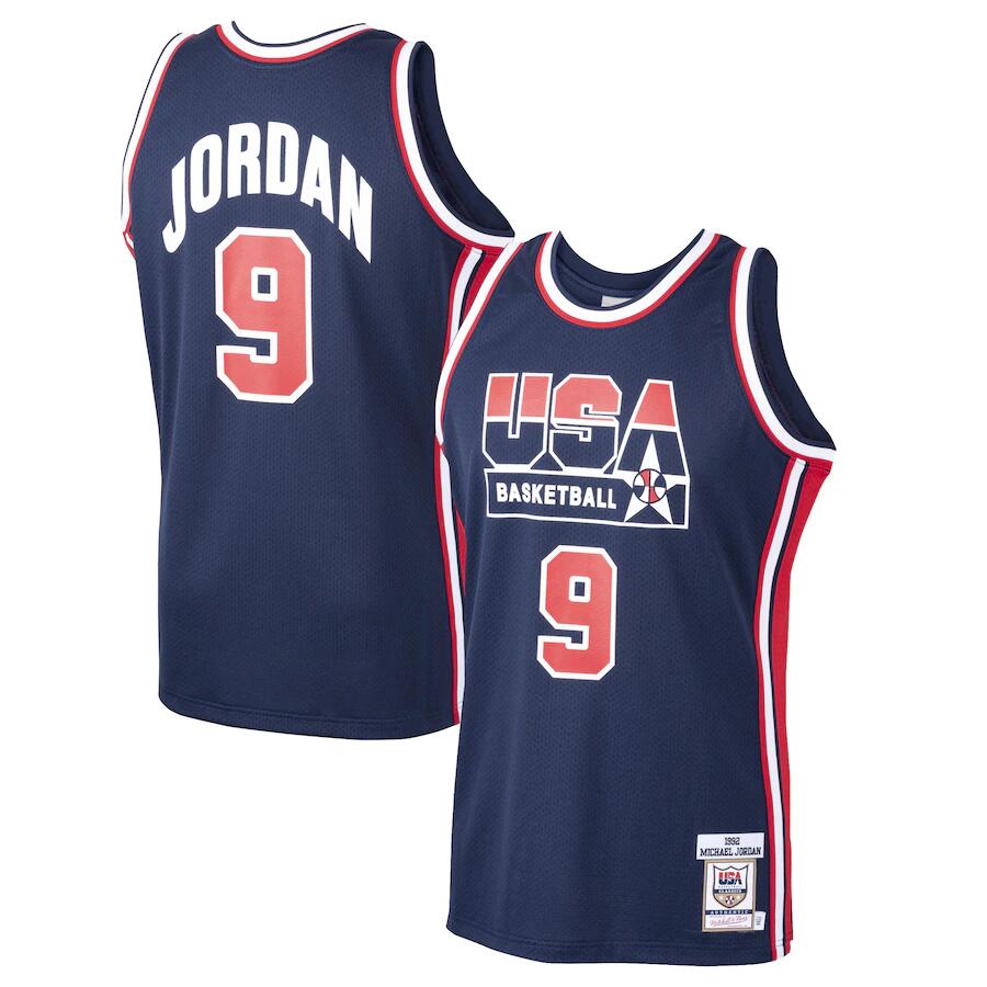 Men's Chicago Bulls #9 Michael Jordan Mitchell & Ness Navy Home 1992 Dream Team Stitched Jersey