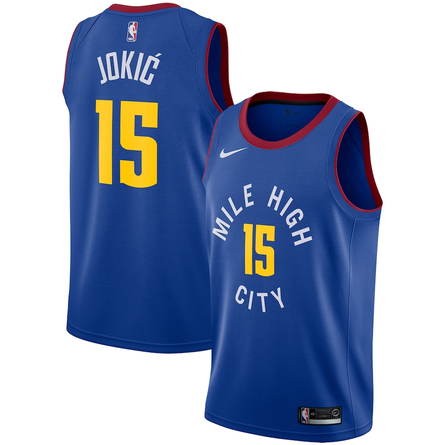 Men's Denver Nuggets Blue #15 Nikola Jokic Icon Edition Stitched NBA Jersey