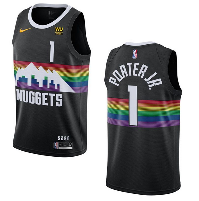 Men's Denver Nuggets Black #1 Michael Porter Jr. Stitched NBA Jersey