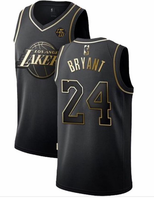 Men's Los Angeles Lakers Black Golden #24 Kobe Bryant Edition Stitched NBA Jersey