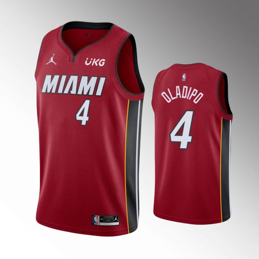 Men's Miami Heat #7 #4 Victor Oladipo Red With UKG Patch Stitched NBA Jersey - Click Image to Close