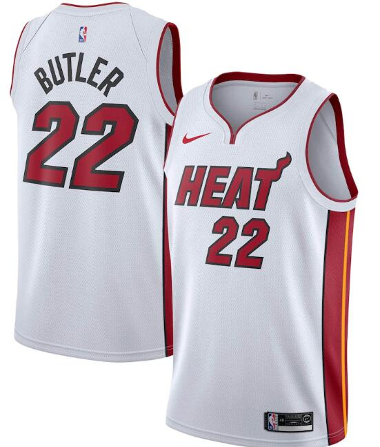 Men's Miami Heat White #22 Jimmy Butler Association Edition Swingman Stitched NBA Jersey - Click Image to Close