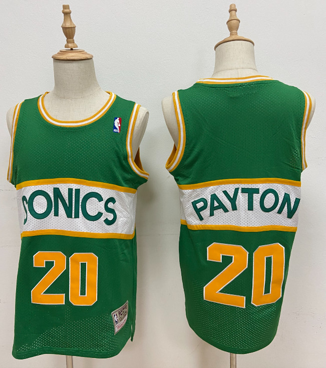 Thunder #20 Gary Payton Green Seattle Super Sonics Style Stitched NBA Jersey - Click Image to Close