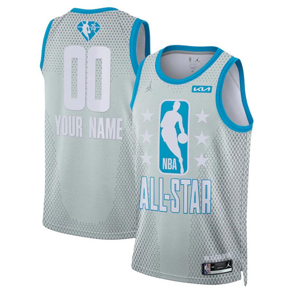 Men's 2022 All-Star Active Player Custom Gray Stitched Basketball Jersey