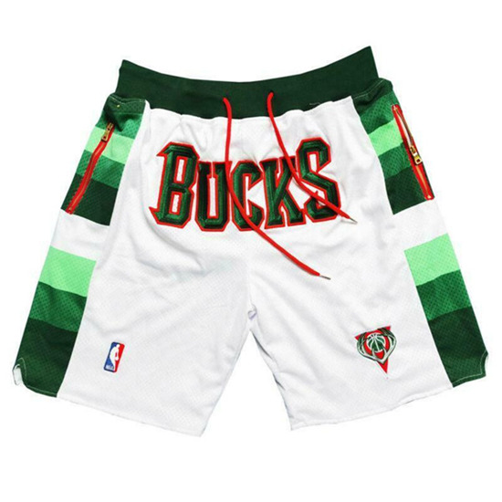 Men's Milwaukee Bucks White NBA Shorts (Run Smaller)