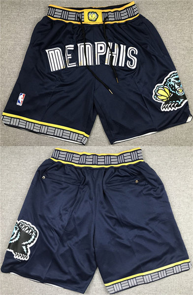 Men's Memphis Grizzlies Navy Shorts (Run Small) - Click Image to Close