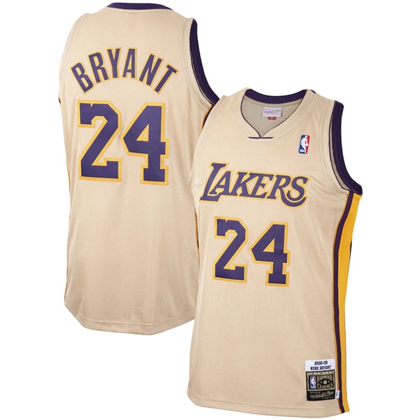 Men's Los Angeles Lakers #24 Kobe Bryant Cream 2008-09 Throwback Stitched NBA Jersey