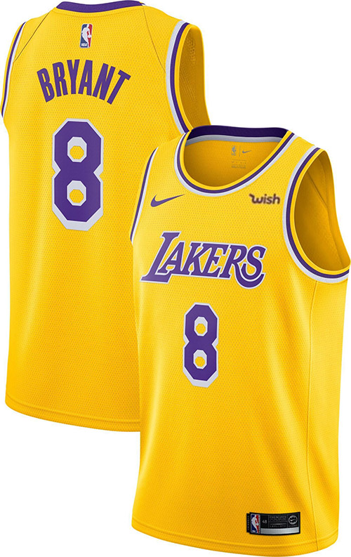 Men's Los Angeles Lakers #8 Kobe Bryant Yellow Stitched NBA Jersey