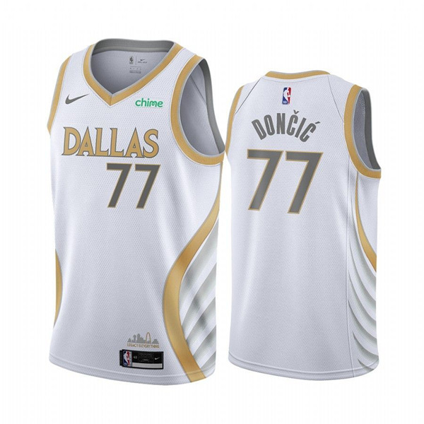 Men's Dallas Mavericks #77 Luka Doncic White Stitched NBA Jersey