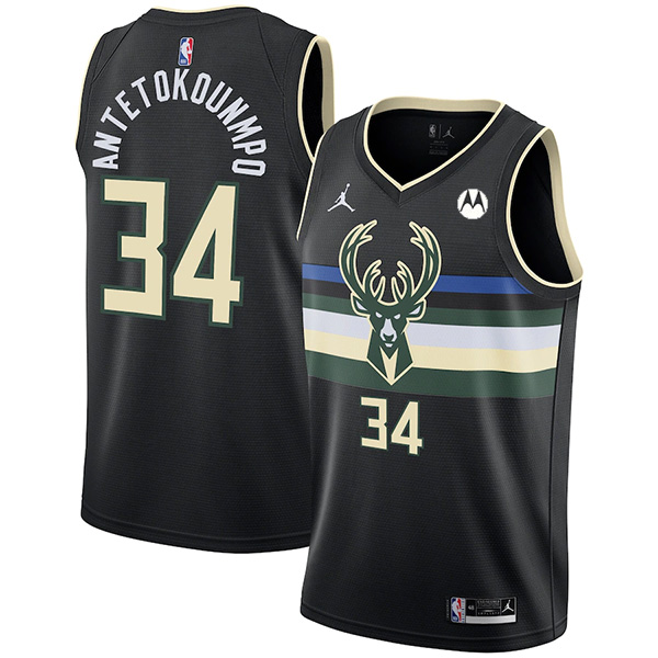 Men's Milwaukee Bucks #34 Giannis Antetokounmpo Black Stitched Basketball Jersey