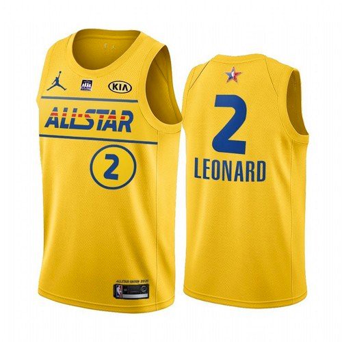 Men's 2021 All-Star #2 Kawhi Leonard Yellow Western Conference Stitched NBA Jersey