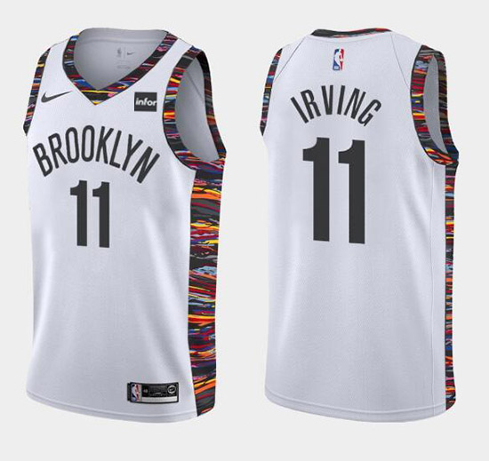 Men's Brooklyn Nets #11 Kyrie Irving White 2019 City Edition Stitched NBA Jersey