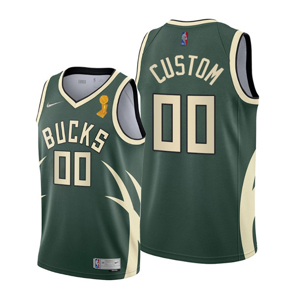 Men's Milwaukee Bucks Active Player Custom 2021 Green Finals Champions City Edition Stitched Basketball Jersey - Click Image to Close