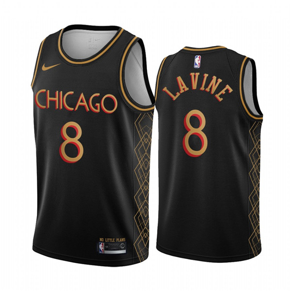 Men's Chicago Bulls #8 Zach Lavine Black Motor City Edition 2020-21 No Little Plans Stitched NBA Jersey