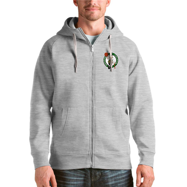 Men's Boston Celtics Gray Zip Hoodie Jacket