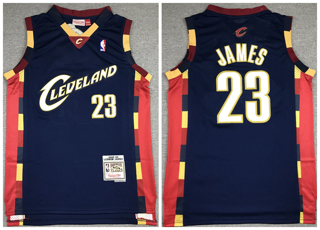 Men's Cleveland Cavaliers Navy #23 LeBron James 2008-09 Throwback Stitched NBA Jersey