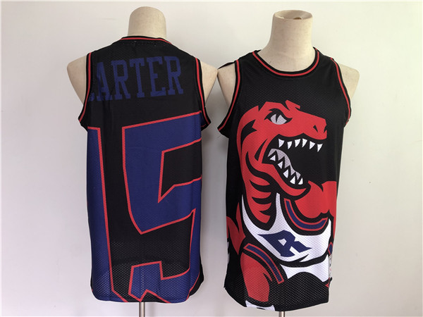 Men's Toronto Raptors #15 Vince Carter Black Big Face Throwback Stitched NBA Jersey