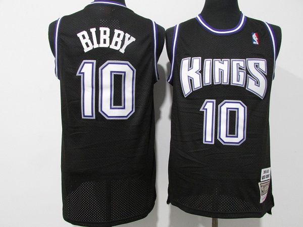 Men's Sacramento Kings #10 Mike Bibby 2001-02 Black Throwback Stitched Jersey