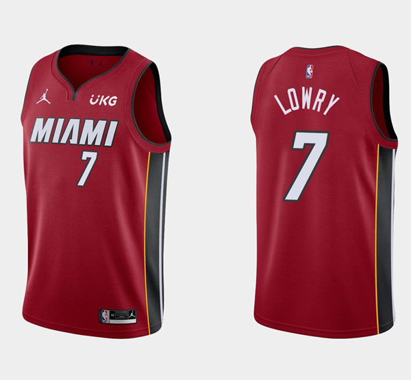 Men's Miami Heat #7 Kyle Lowry Red Stitched NBA Jersey