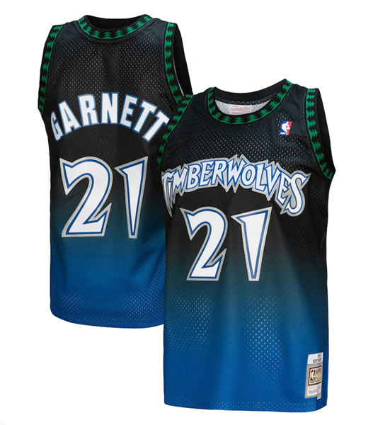 Men's Minnesota Timberwolves #21 Kevin Garnett Black 1997/98 Throwback Stitched Jersey