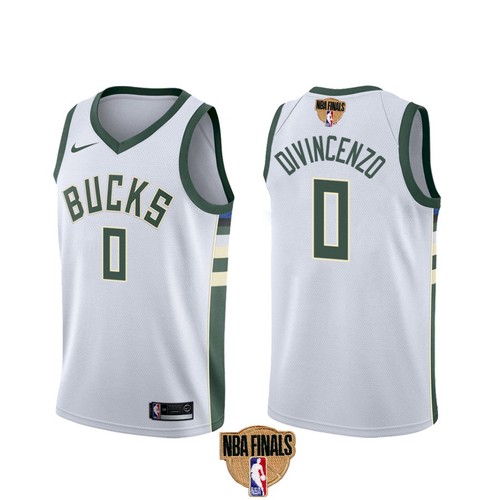 Men's Milwaukee Bucks #0 Donte DiVincenzo 2021 NBA Finals White Association Edition Stitched NBA Jersey