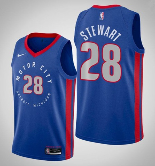 Men's Detroit Pistons #28 Isaiah Stewart Navy Motor City Edition 2020-21 Stitched NBA Jersey