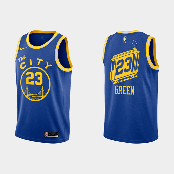 Men's Golden State Warriors #23 Draymond Green 2020-21 Hardwood Classics Blue Stitched NBA Jersey - Click Image to Close