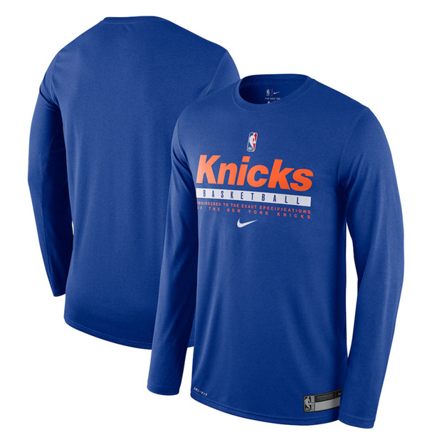 New York Knicks Blue Essential Practice Legend Performance Long Sleeve NBA T-Shirt (All Size)