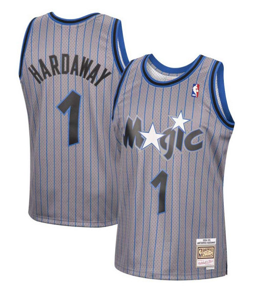 Men's Orlando Magic #1 Penny Hardaway Gray 1994-95 Stitched Jersey