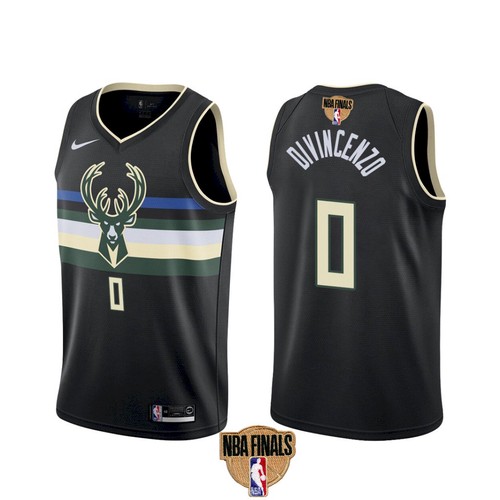 Men's Milwaukee Bucks #0 Donte DiVincenzo 2021 NBA Finals Black Statement Edition Stitched NBA Jersey