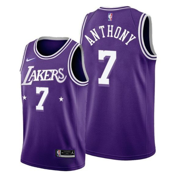 Men's Los Angeles Lakers #7 Carmelo Anthony 2021/22 City Edition Purple Stitched Jersey - Click Image to Close