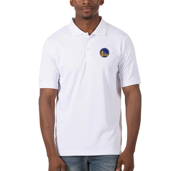 Men's Golden State Warriors Antigua White Legacy Pique Polo - Click Image to Close