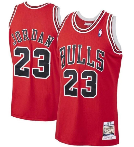 Men's Chicago Bulls #23 Michael Jordan Red 1997-98 Throwback Stitched Jersey - Click Image to Close