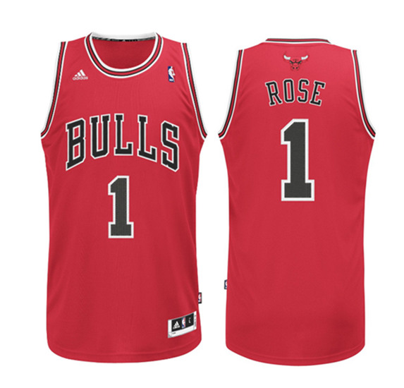 Men's Chicago Bulls #1 Derrick Rose Red Stitched NBA Jersey