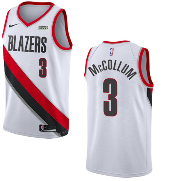 Men's Portland Trail Blazers #3 C.J. McCollum White Stitched Basketball Jersey