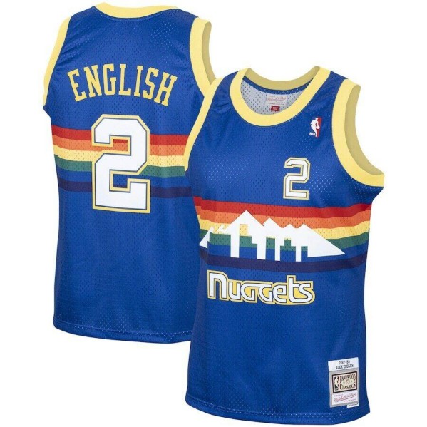 Men's Denver Nuggets #2 Alex English 1987/88 Royal Mitchell & Ness Stitched Swingman Jersey