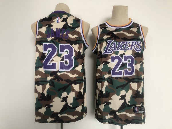 Men's Los Angeles Lakers #23 LeBron James Camo Stitched NBA Jersey