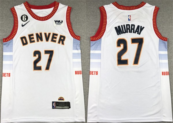 Men's Denver Nuggets #27 Jamal Murray Silver 2022/23 City Edition With NO.6 Patch Stitched Jersey