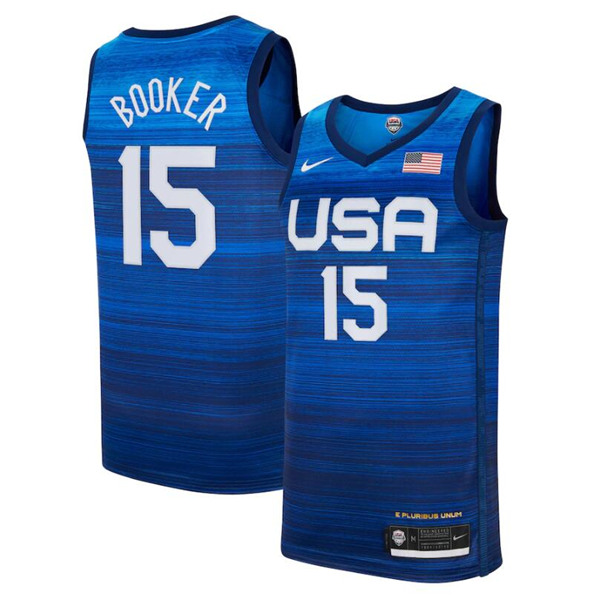 Men's USA Basketball #15 Devin Booker 2021 Summer Olympics Navy Limited Stitched Jersey