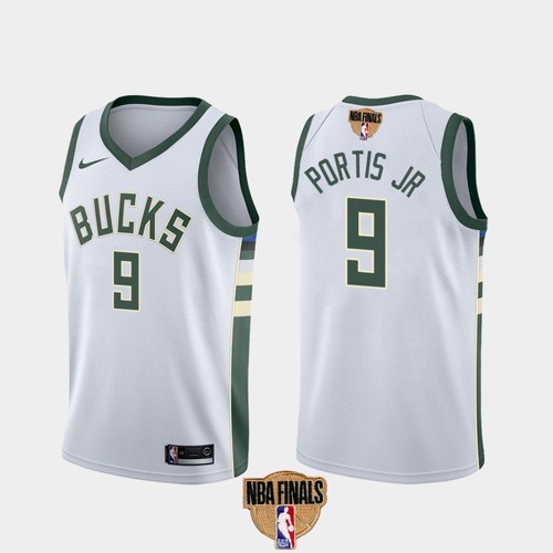 Men's Milwaukee Bucks #9 Bobby Portis JR 2021 NBA Finals White Association Edition Stitched NBA Jersey