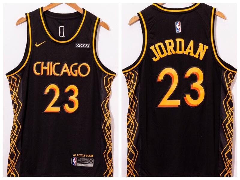 Men's Chicago Bulls #23 Michael Jordan Black Motor City Edition 2020-21 No Little Plans Stitched NBA Jersey