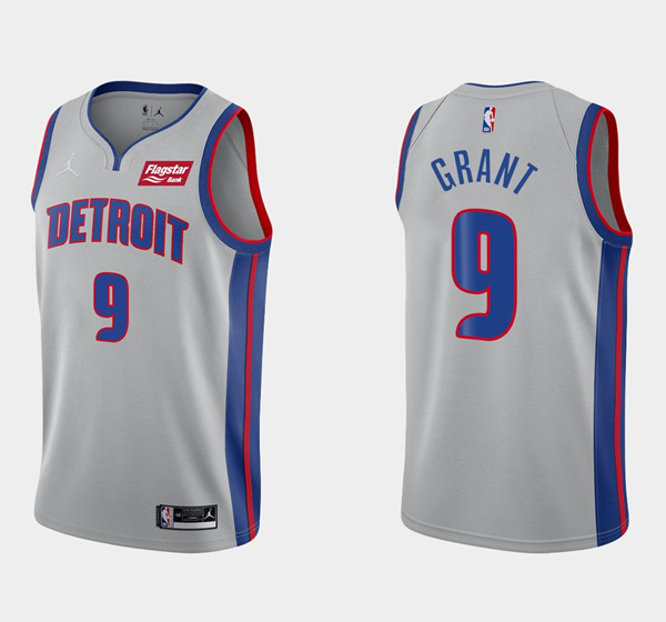 Men's Detroit Pistons #9 Jerami Grant Gray 2020-21 Stitched NBA Jersey