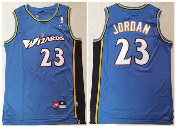 Men's Washington Wizards #23 Michael Jordan Blue Throwback Stitched Jersey