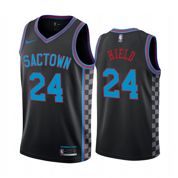 Men's Sacramento Kings Purple #24 Buddy Hield Black City Edition Sactown 2020-21 Stitched NBA Jersey