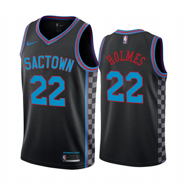 Men's Sacramento Kings Purple #22 Richaun Holmes Black City Edition Sactown 2020-21 Stitched NBA Jersey